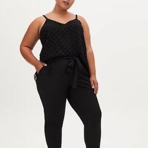 NWT Torrid Sophie-Black Flocked Dots Crinkled Chiffon Swing Cami Size 00 (10)M/L